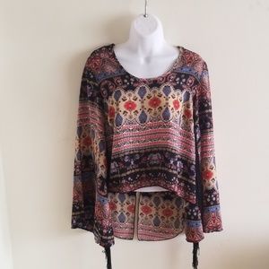 See you Monday fringed sleeves blouse